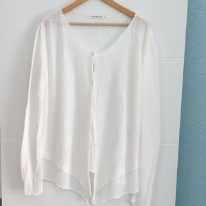 Transit Par Such White Linen Blend Button Down Women's Top Cardigan Sz 5  XL